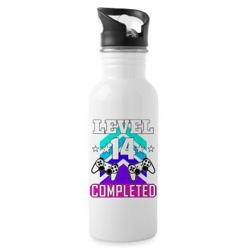 14 Birthday - Water bottle with straw - white - Right