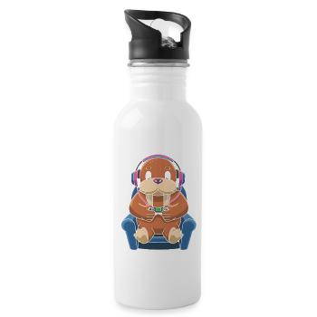 Walross - Trinkflasche mit integriertem Trinkhalm - Weiß - Rechts