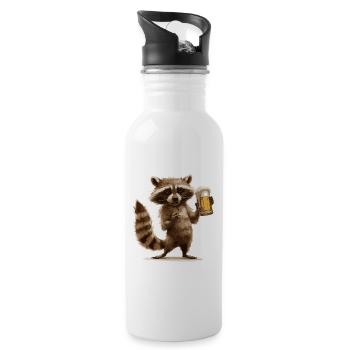 Raccoon Bière Drôle - Gourde avec paille intégrée - blanc - Droite
