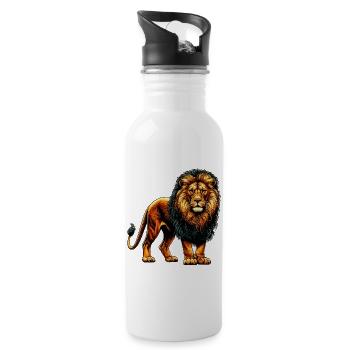 Löwe - Trinkflasche mit integriertem Trinkhalm - Weiß - Rechts