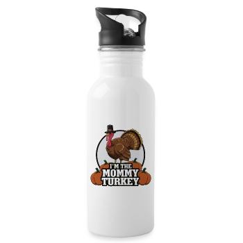 Mommy Turkey Thanksgiving - Trinkflasche mit integriertem Trinkhalm - Weiß - Rechts