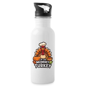 Mommy Turkey Thanksgiving - Water bottle with straw - white - Right
