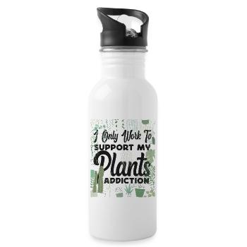 Plant Lover Gardening I Only Work - Trinkflasche mit integriertem Trinkhalm - Weiß - Rechts