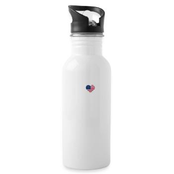 I Love Chicage USA Flag Cool Eiffel Tower Lover - Water bottle with straw - white - Right