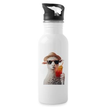 Schaf - Trinkflasche mit integriertem Trinkhalm - Weiß - Rechts