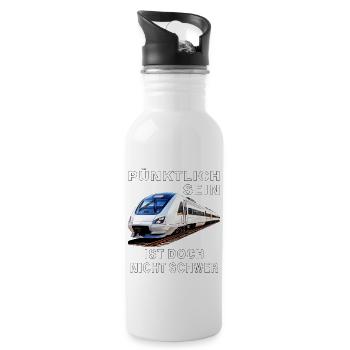 ZUG PÜNKRTLICH SEIN IST NICHT SHWER - Trinkflasche mit integriertem Trinkhalm - Weiß - Rechts