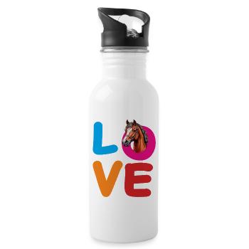 LOVE PFERD - Trinkflasche mit integriertem Trinkhalm - Weiß - Rechts