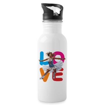 FIGURE SKATING LOVE - Water bottle with straw - white - Right