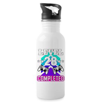 gaming geburtstag haha wie lustig - Trinkflasche mit integriertem Trinkhalm - Weiß - Rechts