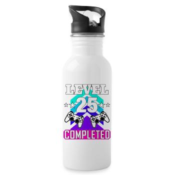 gaming geburtstag haha wie lustig - Trinkflasche mit integriertem Trinkhalm - Weiß - Rechts