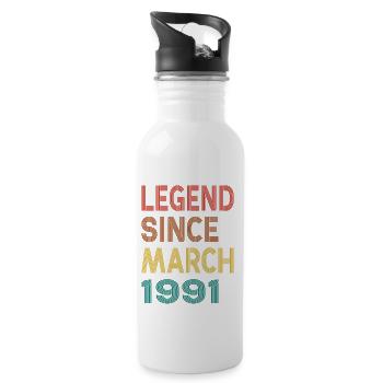 Vintage Legend Since March 1991, 34th birthday - Water bottle with straw - white - Right