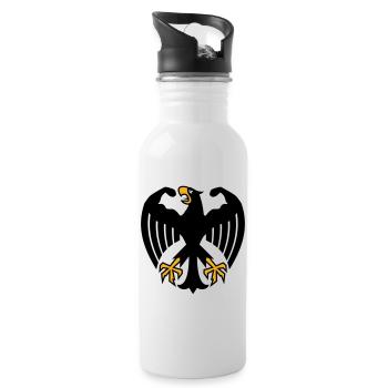 German Fitness Federal Eagle with Muscles - Water bottle with straw - white - Right