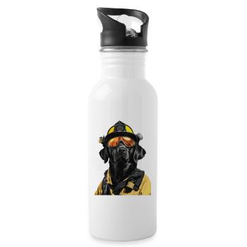 Labrador Retriever - Trinkflasche mit integriertem Trinkhalm - Weiß - Rechts