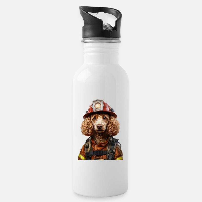 Pudel - Trinkflasche mit integriertem Trinkhalm - Weiß