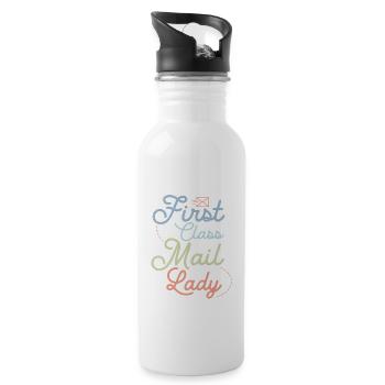 First Class Mail Lady Postal Worker Mail - Trinkflasche mit integriertem Trinkhalm - Weiß - Rechts
