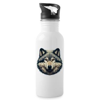 Wolf - Trinkflasche mit integriertem Trinkhalm - Weiß - Rechts