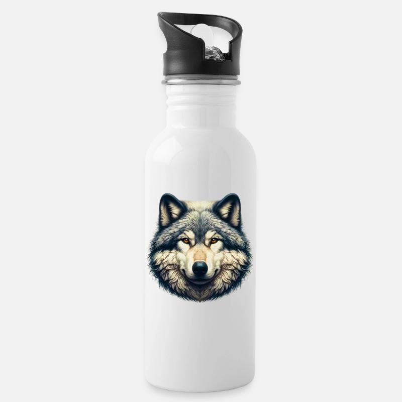 Loup - Gourde avec paille intégrée - blanc