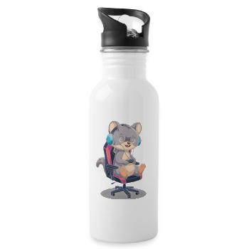 Wiesel - Trinkflasche mit integriertem Trinkhalm - Weiß - Rechts
