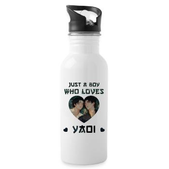 Nur ein junge, der Yaoi liebt - Trinkflasche mit integriertem Trinkhalm - Weiß - Rechts