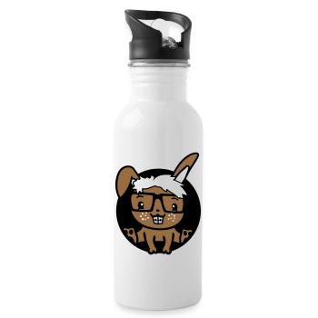 Bunny Nerd Geek Horn-Rimmed Glasses Hole Freak Intelligent - Water bottle with straw - white - Right