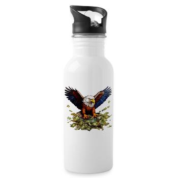 Eagle, Money - Water bottle with straw - white - Right