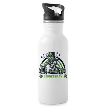 Teilzeit Leprechaun Sankt Patricks Tag Spaß - Trinkflasche mit integriertem Trinkhalm - Weiß - Rechts