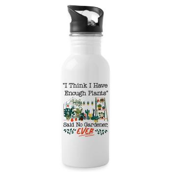 Plant Lover Gardening I Think I - Trinkflasche mit integriertem Trinkhalm - Weiß - Rechts