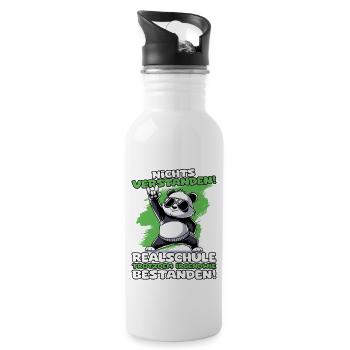 Nichts verstanden Realschule trotzdem bestanden - Trinkflasche mit integriertem Trinkhalm - Weiß - Rechts