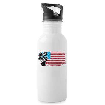 Plant Lover Gardening American - Water bottle with straw - white - Right