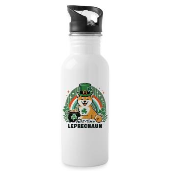 Teilzeit Kobold Hund St. Patricks Tag - Trinkflasche mit integriertem Trinkhalm - Weiß - Rechts