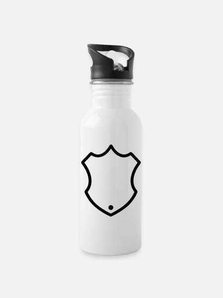 Schild - Trinkflasche mit integriertem Trinkhalm - Weiß