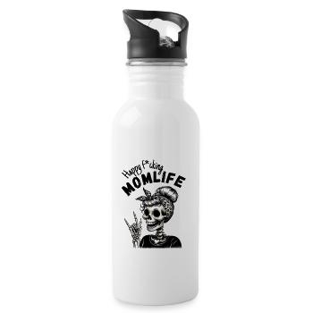 Happy f*cking Momlife - Trinkflasche mit integriertem Trinkhalm - Weiß - Rechts
