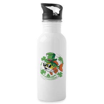 St. Patrick's Day with fish and shamrocks - Water bottle with straw - white - Right