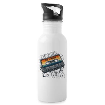 40th Birthday Gift Man Cassette March 1986 - Water bottle with straw - white - Right