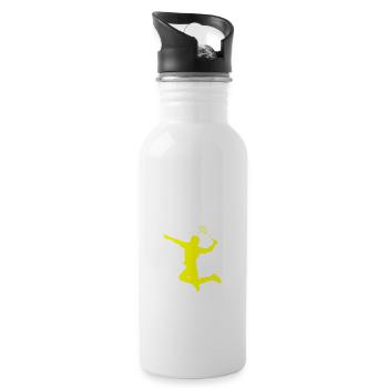 Badminton Player - Trinkflasche mit integriertem Trinkhalm - Weiß - Rechts