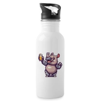 Bière Rhino Pixel - Gourde avec paille intégrée - blanc - Droite