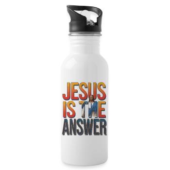 Jesus is the answer - Jesus ist die Antwort - Water bottle with straw - white - Right