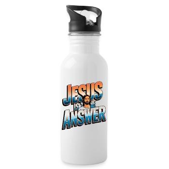 Jesus is the answer - Jesus ist die Antwort - Water bottle with straw - white - Right