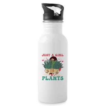 Juste une fille qui aime les plantes Jardinage Botanique - Gourde avec paille intégrée - blanc - Droite