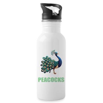 Pfaue Pfau - Trinkflasche mit integriertem Trinkhalm - Weiß - Rechts