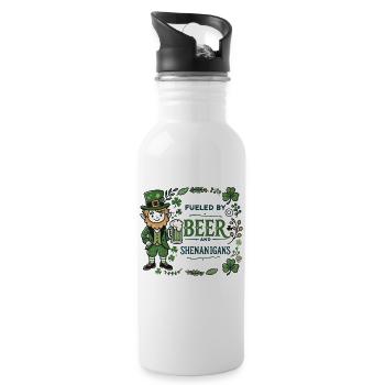 Ambiance de la Saint-Patrick : bière et manigances - Gourde avec paille intégrée - blanc - Droite