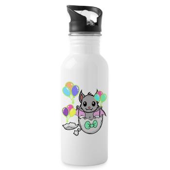 Bébé Enfant Naissance Chauve-souris Fantasy Oeuf Oeufs - Gourde avec paille intégrée - blanc - Droite