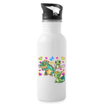 Dino Dinos Kind Kinder - Trinkflasche mit integriertem Trinkhalm - Weiß - Rechts