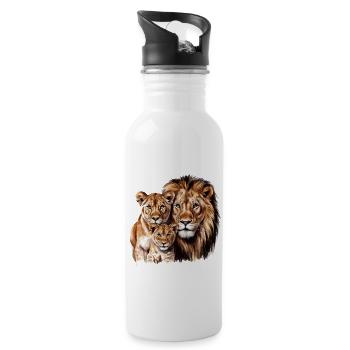 Tier Löwe König für Löwen Liebhaber und Löwen - Trinkflasche mit integriertem Trinkhalm - Weiß - Rechts