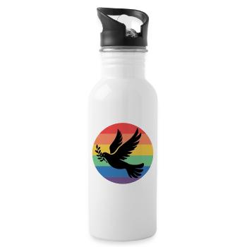 Colombe de la Paix Arc-en-ciel Tolérance, Pence, Paix - Gourde avec paille intégrée - blanc - Droite