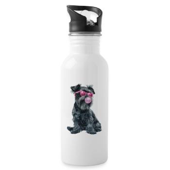 Schnauzer - Trinkflasche mit integriertem Trinkhalm - Weiß - Rechts