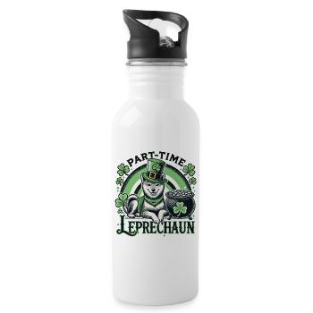 Teilzeit Kobold Hund St Patricks Day - Trinkflasche mit integriertem Trinkhalm - Weiß - Rechts