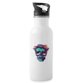 Punker Skelett Party - Trinkflasche mit integriertem Trinkhalm - Weiß - Rechts