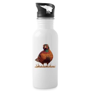Fasane Fasan - Trinkflasche mit integriertem Trinkhalm - Weiß - Rechts