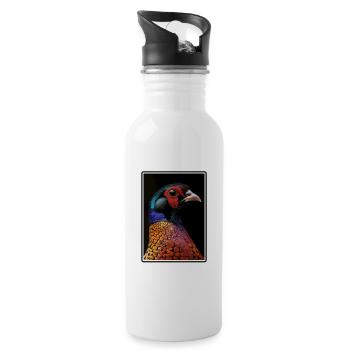 Fasane Fasan - Trinkflasche mit integriertem Trinkhalm - Weiß - Rechts